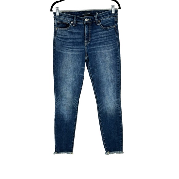 Lucky Brand Size 6 Ankle Blue Cotton/Polyester/Elastane Ava Skinny Jeans Raw Hem - Picture 1 of 9